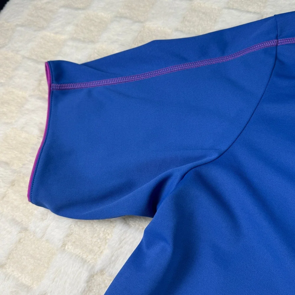 Adidas Golf ClimaLite Polo Shirt‎ Men's XL Blue Purple Trim Athletic